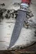 Нож Пехотинец дамаск волнистый мельхиор карельская береза красная акрил