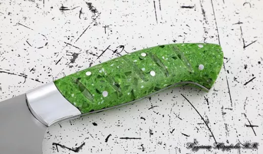 Кухонный нож Шеф № 12 сталь 95Х18 рукоять акрил зеленый
