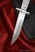 Нож Финка НКВД складная сталь S390 накладки акрил белый+черный с красной звездой