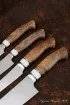 Подставка с набором из четырех ножей S390 акрил белый карельская береза коричневая