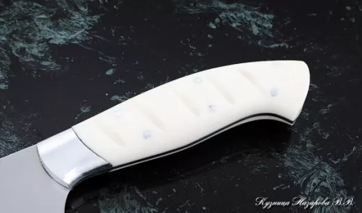 Кухонный нож Шеф № 9 сталь 95Х18 рукоять акрил белый