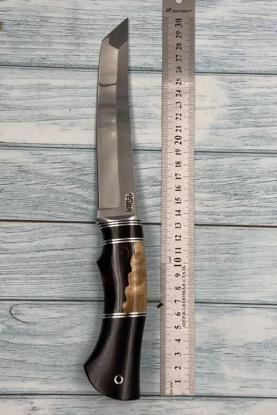 Нож Танто 95Х18 — наборная рукоять: черный граб, карельская береза