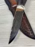 Нож Барс дамаск ламинированный с медью, рукоять карельская береза коричневая - рог лося (пирография)