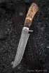 Нож Сапер дамаск торцевой мокуме-гане карельская береза кость мамонта