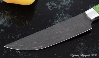Кухонный нож Шеф № 8 сталь Х12МФ рукоять акрил зеленый