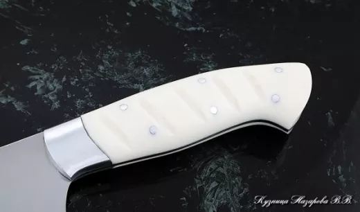 Кухонный нож Шеф № 14 сталь 95Х18 рукоять акрил белый