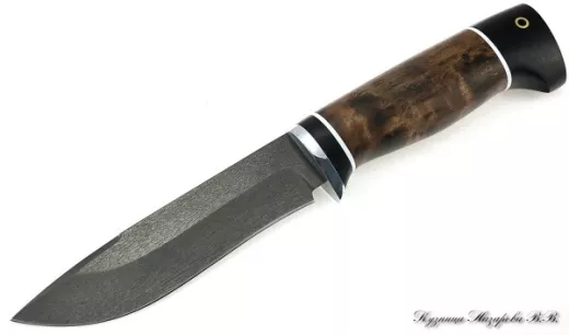 Нож Варан х12мф черный граб стабилизированная карельская береза (коричневая)