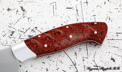 Кухонный нож Шеф № 13 сталь 95Х18 рукоять акрил красный
