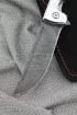 Нож складной на подшипнике Пчак сталь дамаск, накладки акрил белый (NEW)