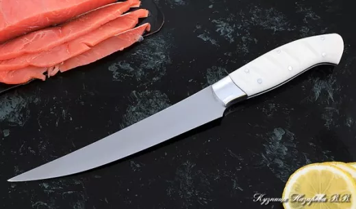 Кухонный нож Шеф № 6 сталь 95Х18 рукоять акрил белый