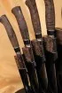 Подставка с набором из 6 ножей S390  акрил черный карельская береза коричневая