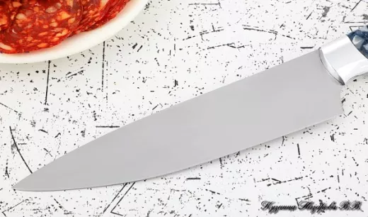 Кухонный нож Шеф № 9 сталь 95Х18 рукоять акрил синий
