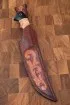 Нож Узбекский малый дамаск береста резная