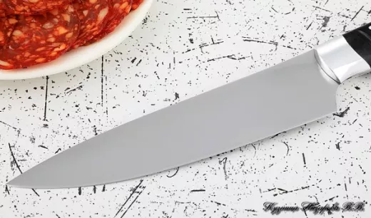 Кухонный нож Шеф № 9 сталь 95Х18 рукоять акрил черный