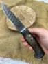 Нож Барс дамаск полный камень рукоять карельская береза с выжиганием