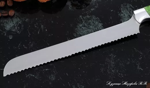 Кухонный нож Шеф № 15 сталь 95Х18 рукоять акрил зеленый