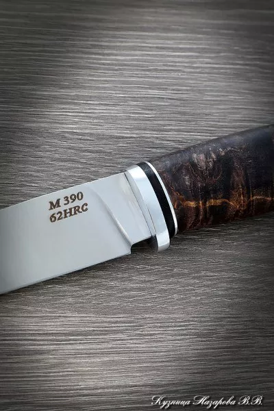 Нож Барс M390 стабилизированная карельская береза (коричневая)