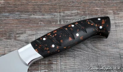 Кухонный нож Шеф № 10 сталь 95Х18 рукоять акрил коричневый