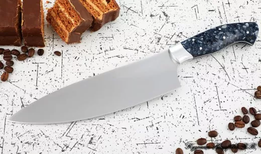 Кухонный нож Шеф № 13 сталь 95Х18 рукоять акрил синий