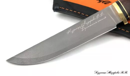 Нож Засапожный сталь Булат рукоять карельская береза (коричневая)