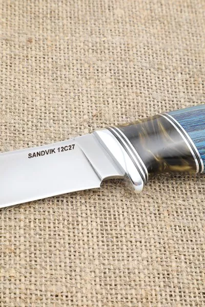 Нож Фокс Sandvik рукоять ясень стабилизированный синий акрил