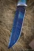 Нож Овод 2 дамаск торцевой с воронением карельская береза синяя
