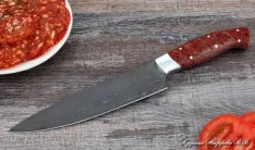 Кухонный нож Шеф № 9 сталь Х12МФ рукоять акрил красный