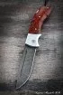 Нож складной Филин сталь дамаск накладки акрил красный с дюралью