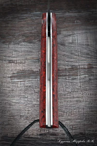 Нож складной Мексиканец сталь Х12МФ накладки акрил красный