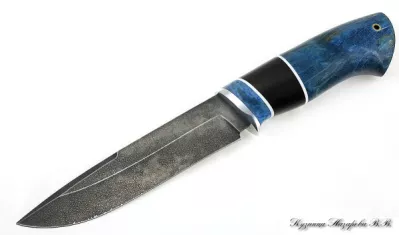 Нож Мурена ХВ-5 черный граб стабилизированная карельская береза (синяя)