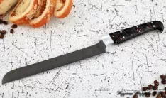 Кухонный нож Шеф № 15 сталь Х12МФ рукоять акрил коричневый