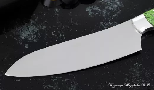 Кухонный нож Шеф № 11 сталь 95Х18 рукоять акрил зеленый