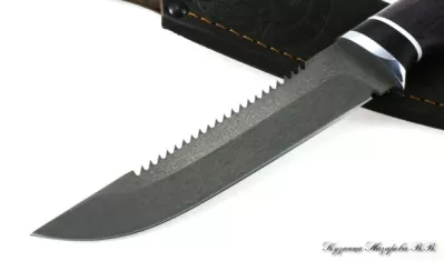 Нож Рыбак х12мф черный граб стабилизированная карельская береза (фиолетовая)