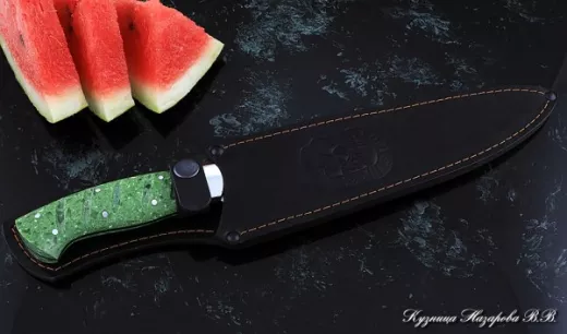 Кухонный нож Шеф № 14 сталь 95Х18 рукоять акрил зеленый