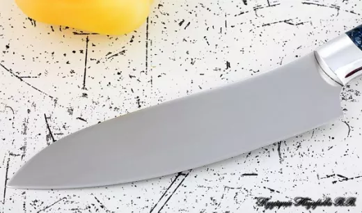 Кухонный нож Шеф № 10 сталь 95Х18 рукоять акрил синий