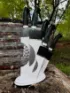 Кухонный набор 5 ножей из дамасской стали с никелем, рукоять из карельской березы зеленой и подставка 