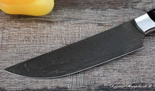 Кухонный нож Шеф № 8 сталь Х12МФ рукоять акрил коричневый