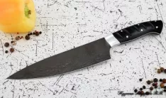 Кухонный нож Шеф № 12 сталь Х12МФ рукоять акрил черный