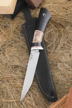 Нож Игла Sandvik рукоять черный граб карельская береза коричневая