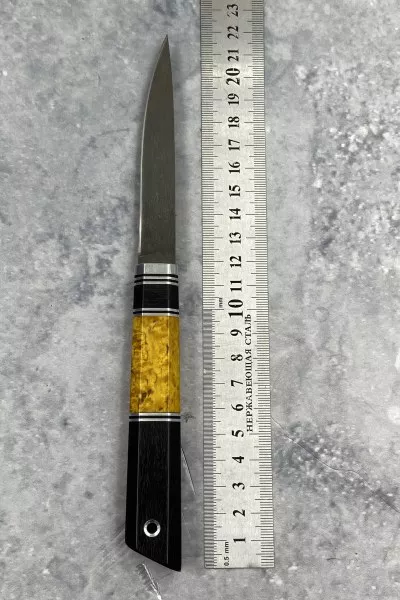 Нож Дамский Х12МФ — наборная рукоять: черный граб, карельская береза жёлтая