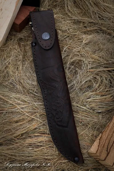 Нож Вулкан булат карельская береза фиолетовая бронза