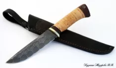 Нож Вепрь дамаск полный камень береста