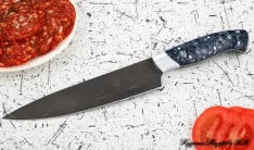 Кухонный нож Шеф № 9 сталь Х12МФ рукоять акрил синий