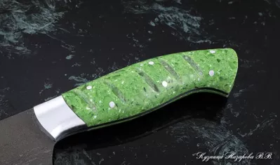 Кухонный нож Шеф № 9 сталь Х12МФ рукоять акрил зеленый
