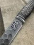 Нож Барс дамаск полный камень рукоять карельская береза с выжиганием
