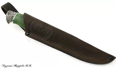 Нож Сокол булат мельхиор стабилизированная карельская береза (зеленая)