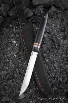 Нож Сойка Х12МФ рукоять G10 черная, железное дерево, черный граб