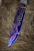 Нож Засапожный сталь дамаск ламинированный с воронением карельская береза синяя мельхиор