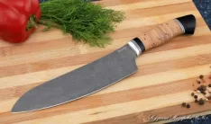 Кухонный нож Шеф № 11 сталь К340 рукоять береста черный граб