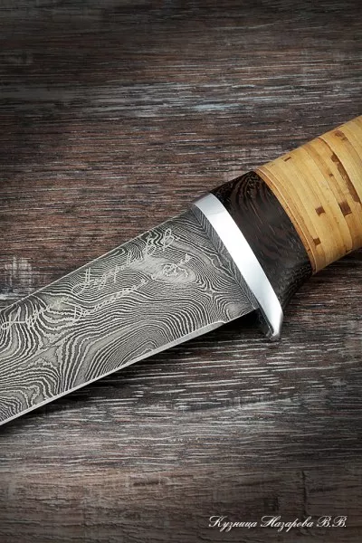 Нож Касатка малая филейный дамаск береста (надпись)